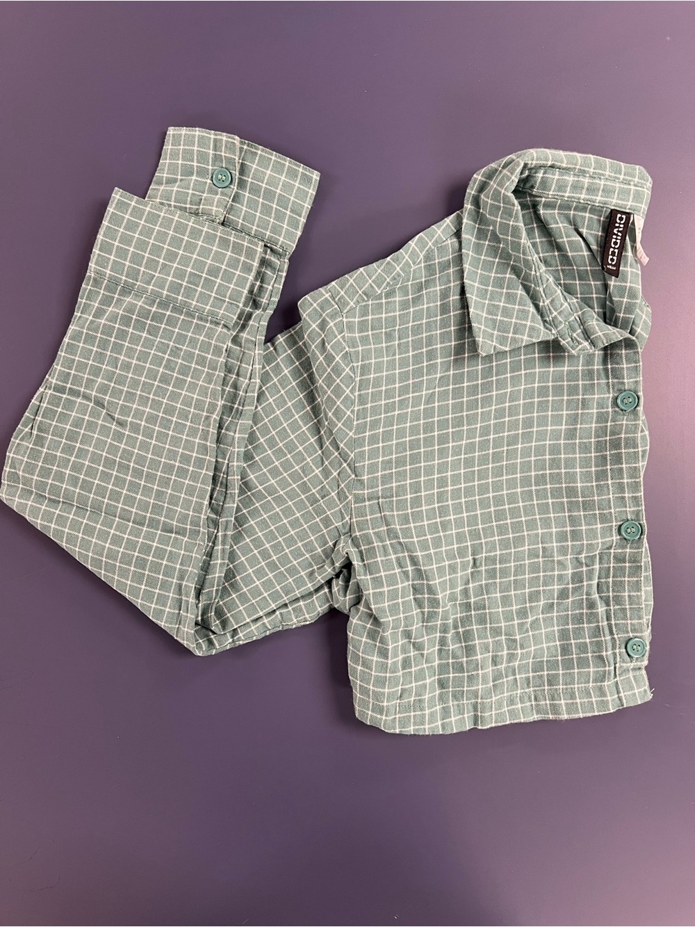 H&M Green Check Button-Up Shirt